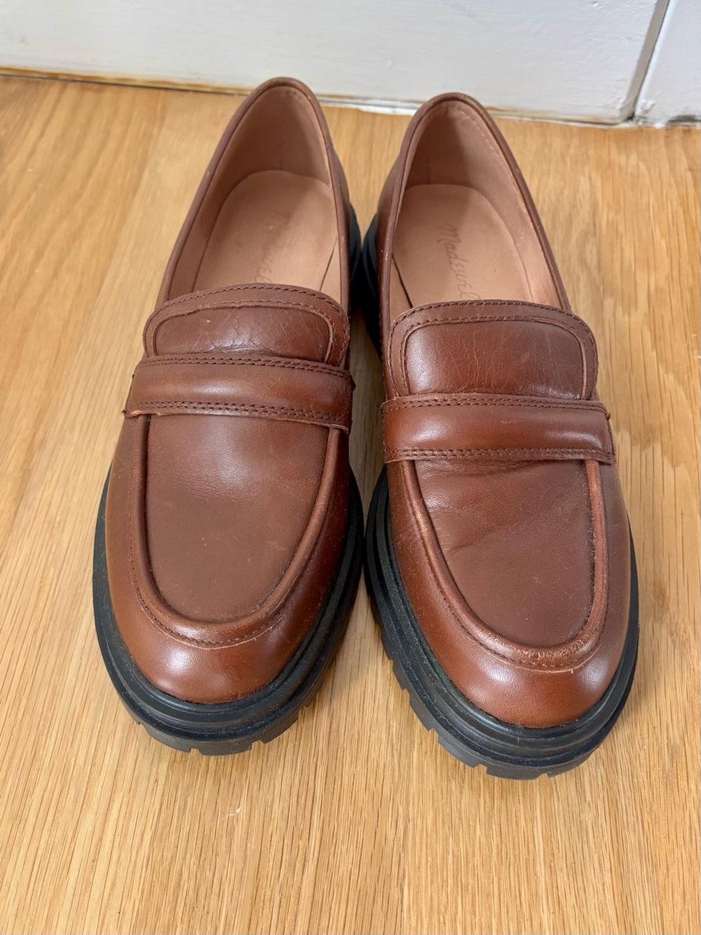 Madewell Classic Brown Leather Loafers - Picture 1 of 7